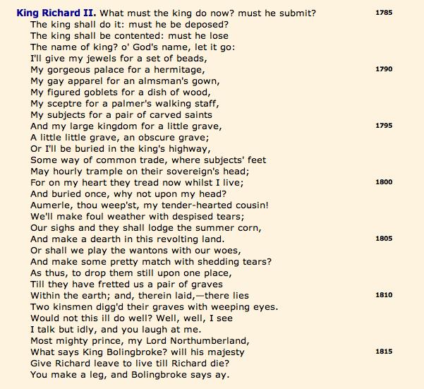 Open Source Shakespeare, Richard II, 3.3.1785-1817 Open Source Shakespeare, Richard II, 3.3.1785-1817