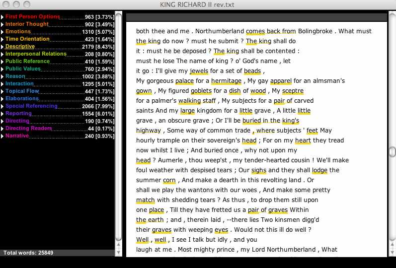 Docuscope Screen Shot, Moby Richard II 3.3 Docuscope Screen Shot, Moby Richard II 3.3