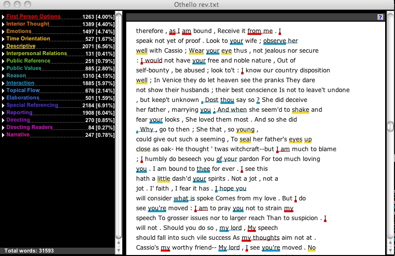 DSTragedy1Oth Docuscope Tagged Othello 3.1