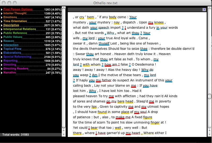 DSTragedy2Oth Docuscope Tagged Othello 4.2